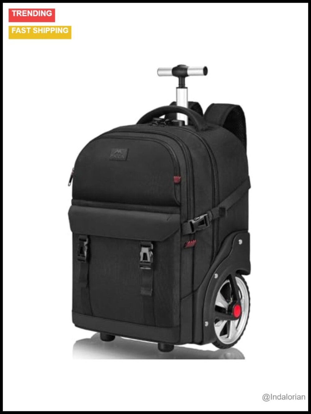 Rolling Backpack with Wheels, Large Travel Laptop Backpack, Anti-Theft Lock